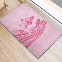 Pacific Girl and Butterfly Cancer Ribbon Personalised Rubber Doormat LT9 - Polynesian Pride