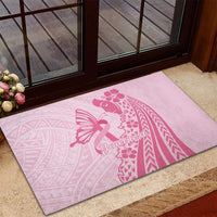 Pacific Girl and Butterfly Cancer Ribbon Personalised Rubber Doormat LT9 - Polynesian Pride