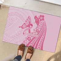Pacific Girl and Butterfly Cancer Ribbon Personalised Rubber Doormat LT9 - Polynesian Pride