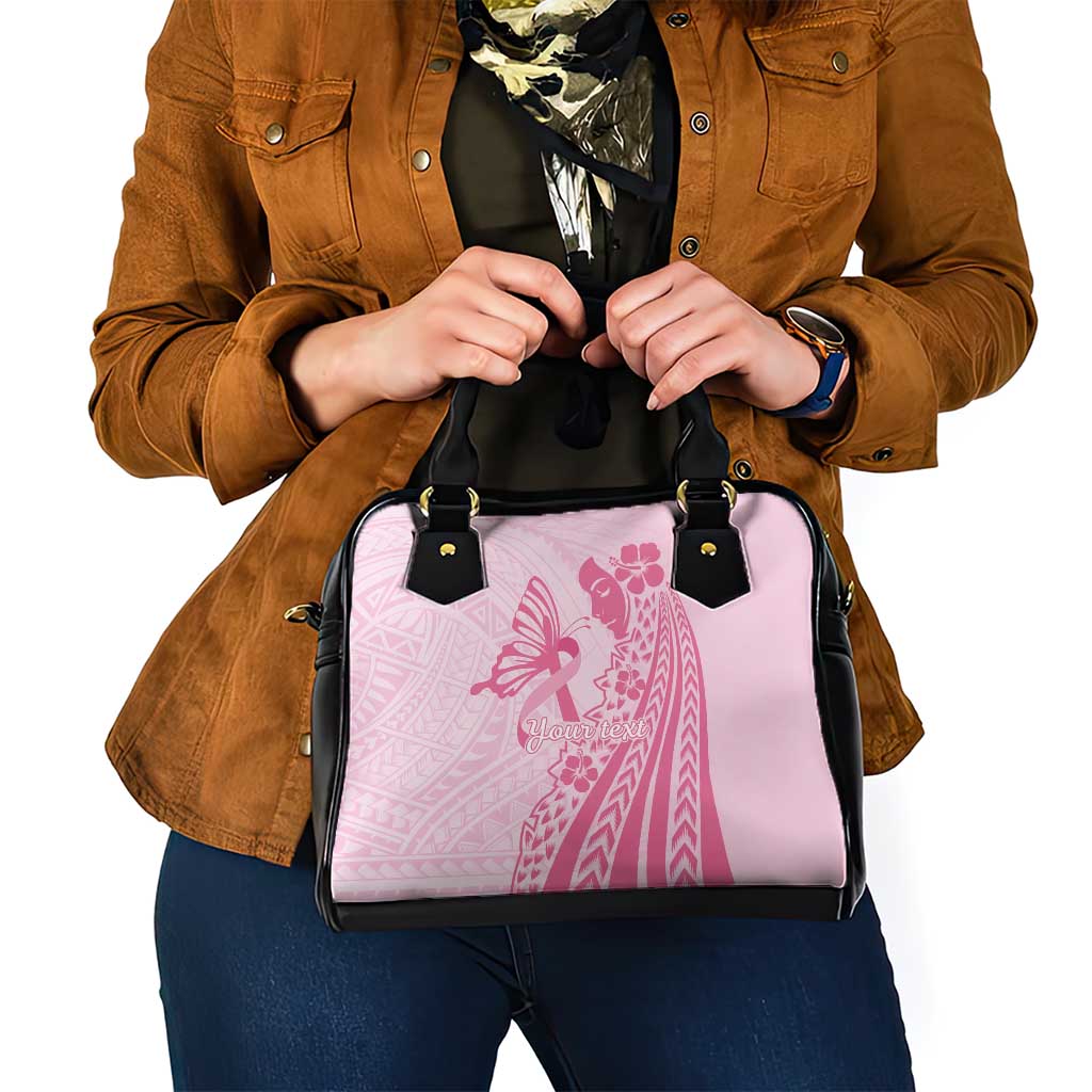 Pacific Girl and Butterfly Cancer Ribbon Personalised Shoulder Handbag
