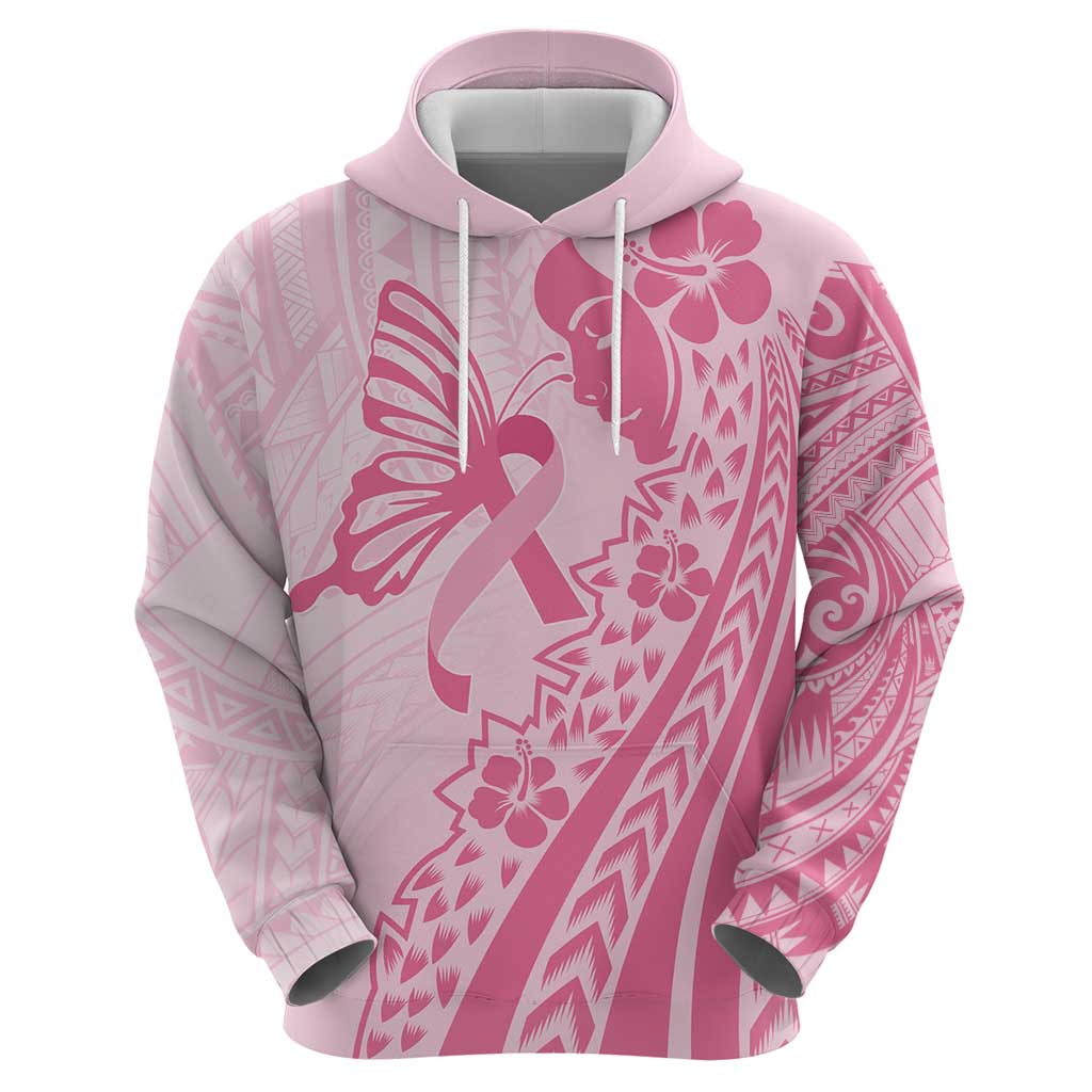 Pacific Girl and Butterfly Cancer Ribbon Personalised Zip Hoodie