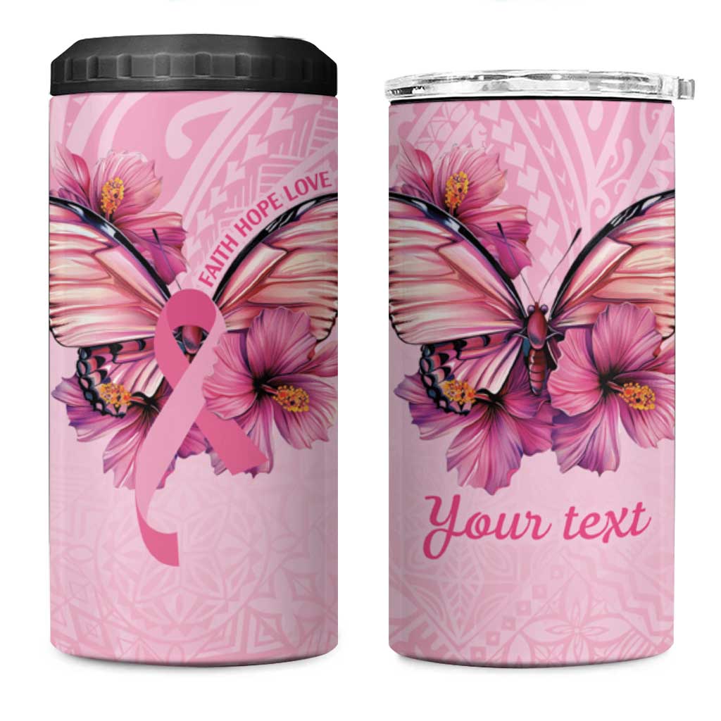 Faith Hope Love Butterfly Ribbon Personalised 4 in 1 Can Cooler Tumbler LT9 One Size: 16 oz Pink - Polynesian Pride