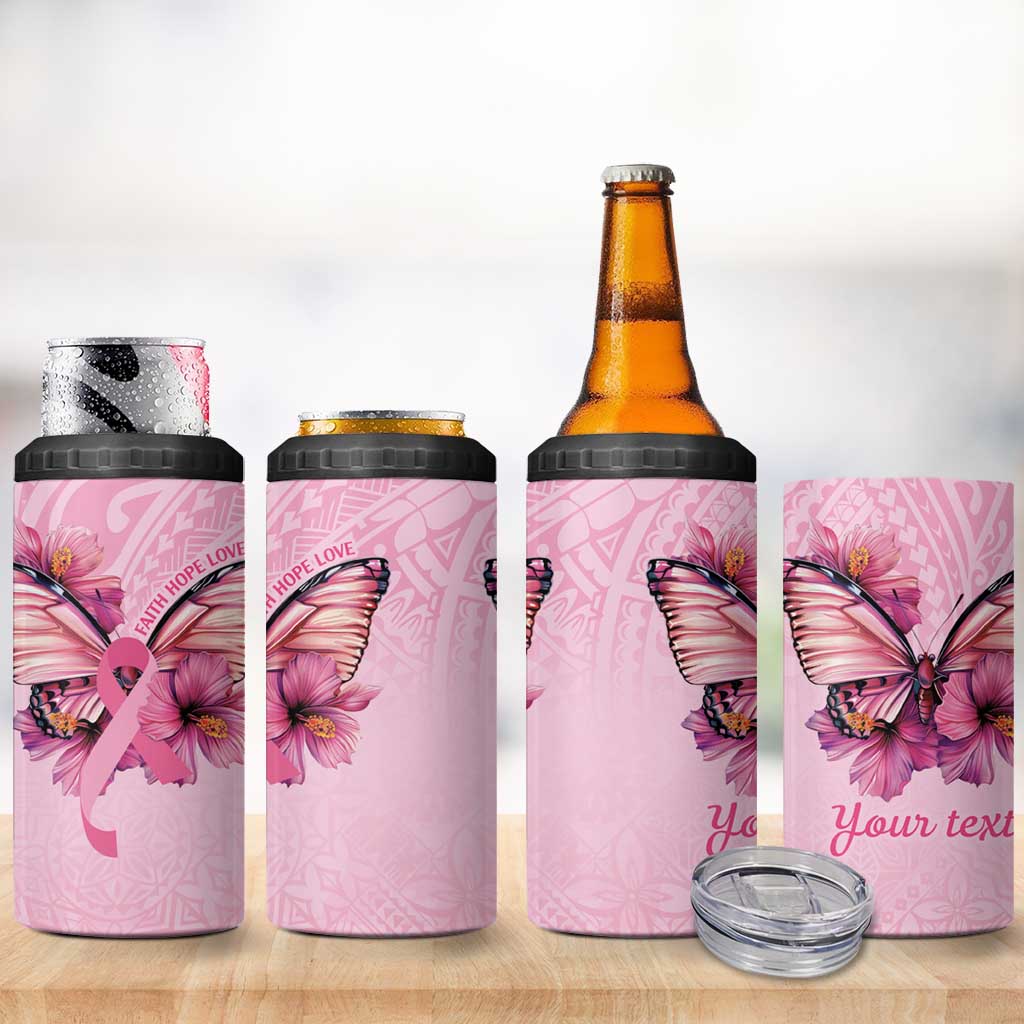 Faith Hope Love Butterfly Ribbon Personalised 4 in 1 Can Cooler Tumbler LT9 - Polynesian Pride