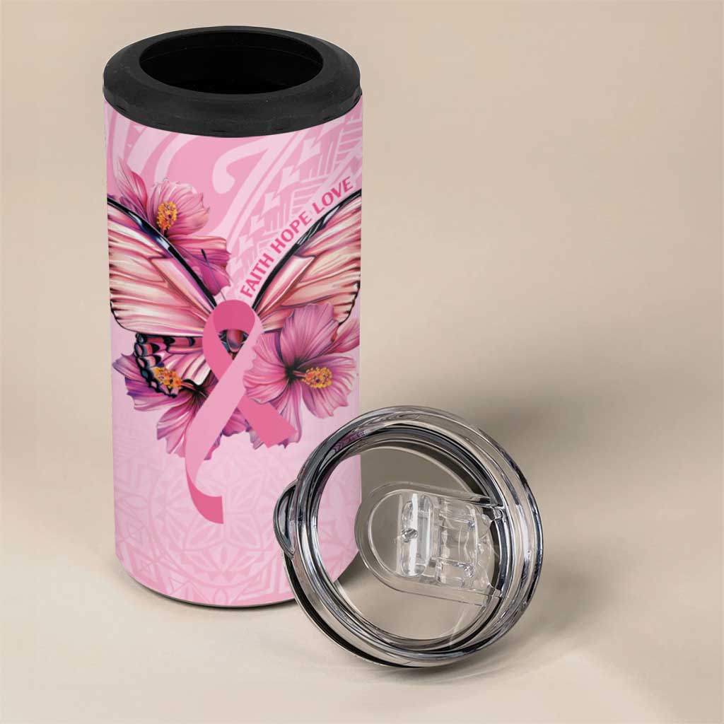 Faith Hope Love Butterfly Ribbon Personalised 4 in 1 Can Cooler Tumbler LT9 - Polynesian Pride