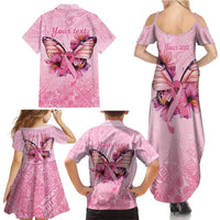 Faith Hope Love Butterfly Ribbon Personalised Family Matching Summer Maxi Dress and Hawaiian Shirt LT9 - Polynesian Pride