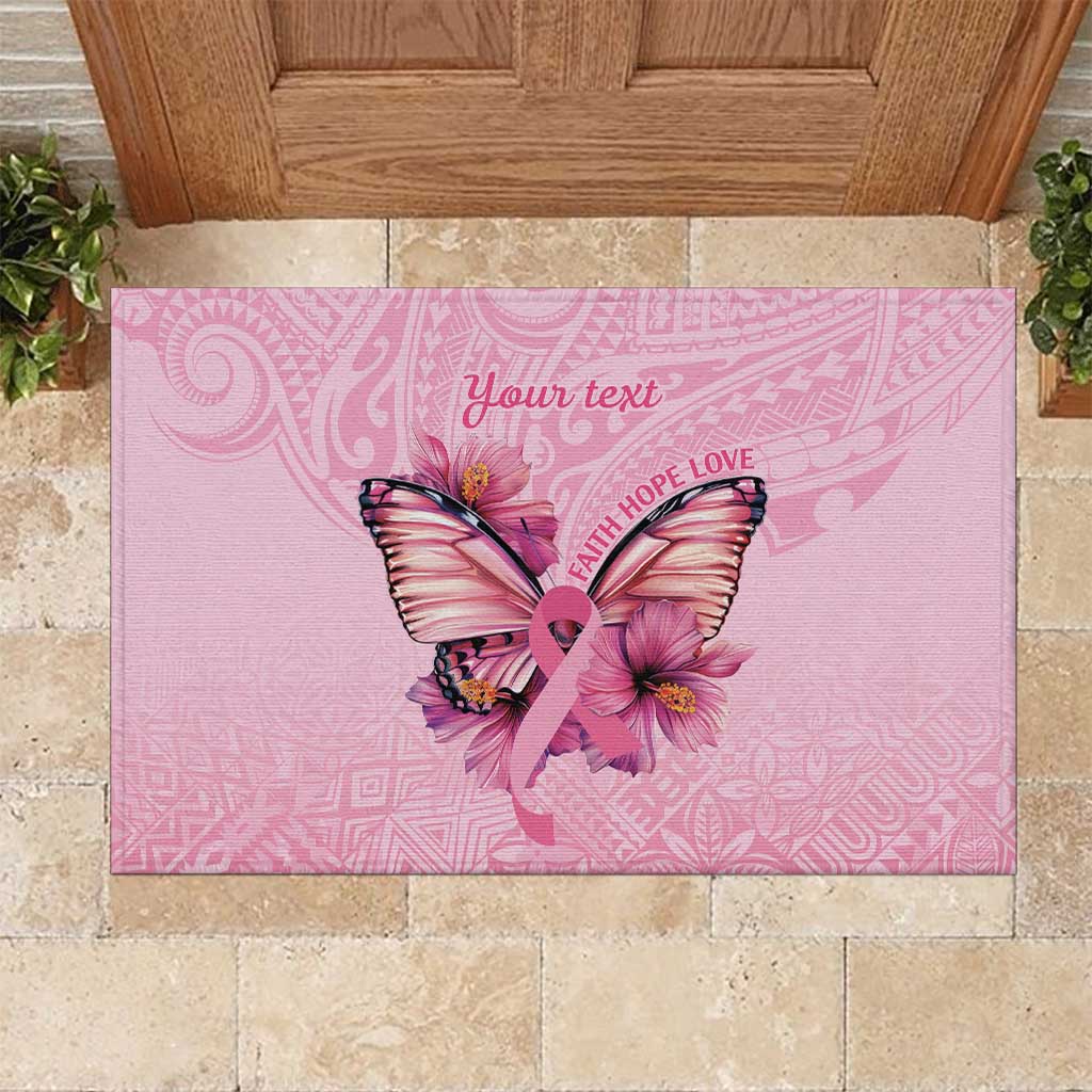 Faith Hope Love Butterfly Ribbon Personalised Rubber Doormat LT9 Pink - Polynesian Pride