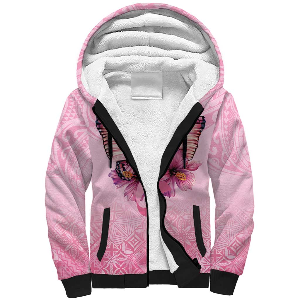 Faith Hope Love Butterfly Ribbon Personalised Sherpa Hoodie