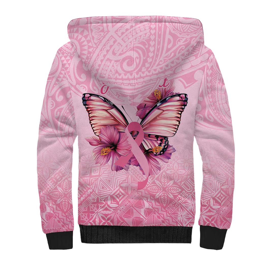 Faith Hope Love Butterfly Ribbon Personalised Sherpa Hoodie