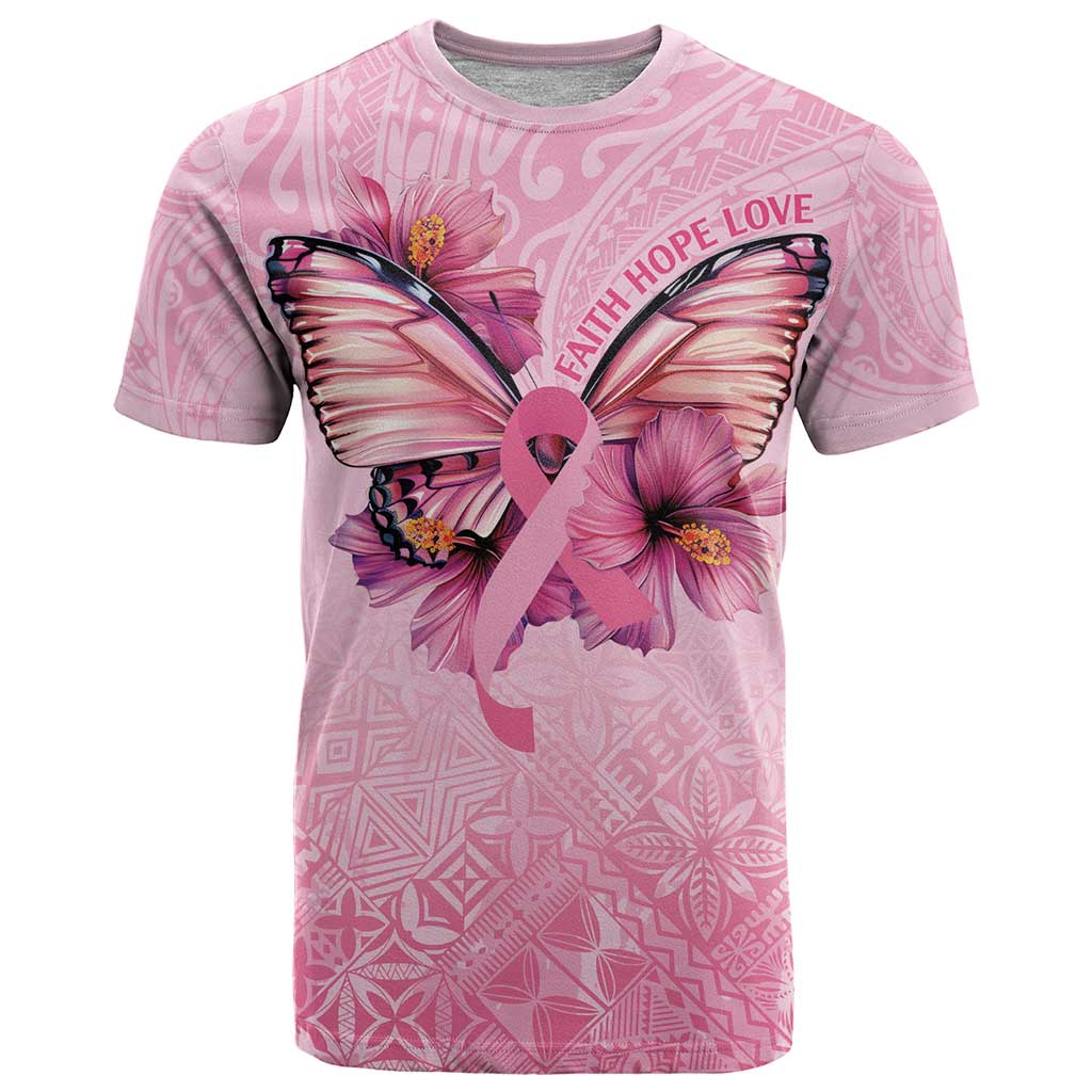 Faith Hope Love Butterfly Ribbon Personalised T Shirt LT9 Pink - Polynesian Pride