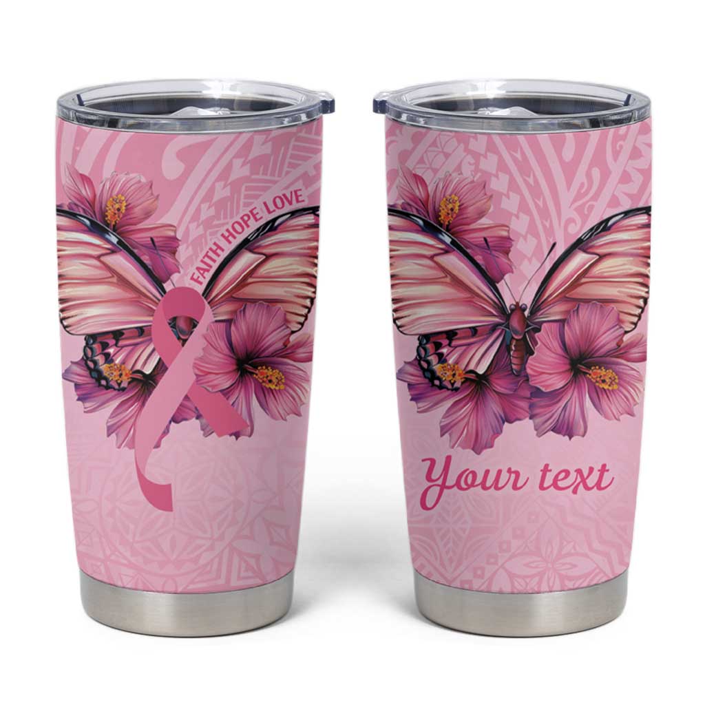 Faith Hope Love Butterfly Ribbon Personalised Tumbler Cup