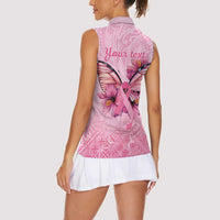 Faith Hope Love Butterfly Ribbon Personalised Women Sleeveless Polo Shirt LT9 - Polynesian Pride