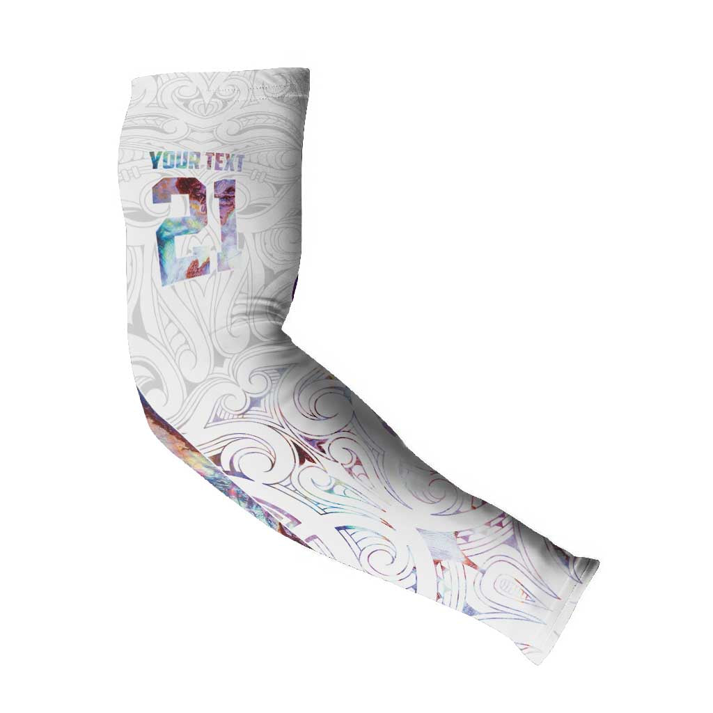 Custom New Zealand Aotearoa Arm Sleeves Pink Maori Paua Shell Indigenous - Polynesian Pride