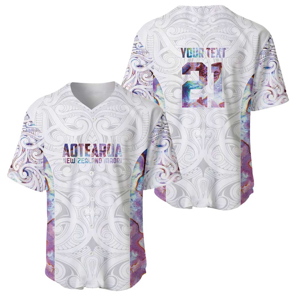 Custom New Zealand Aotearoa Baseball Jersey Pink Maori Paua Shell Indigenous - Polynesian Pride
