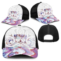 New Zealand Aotearoa Baseball Net Cap Pink Maori Papua Shell Indigenous - Polynesian Pride