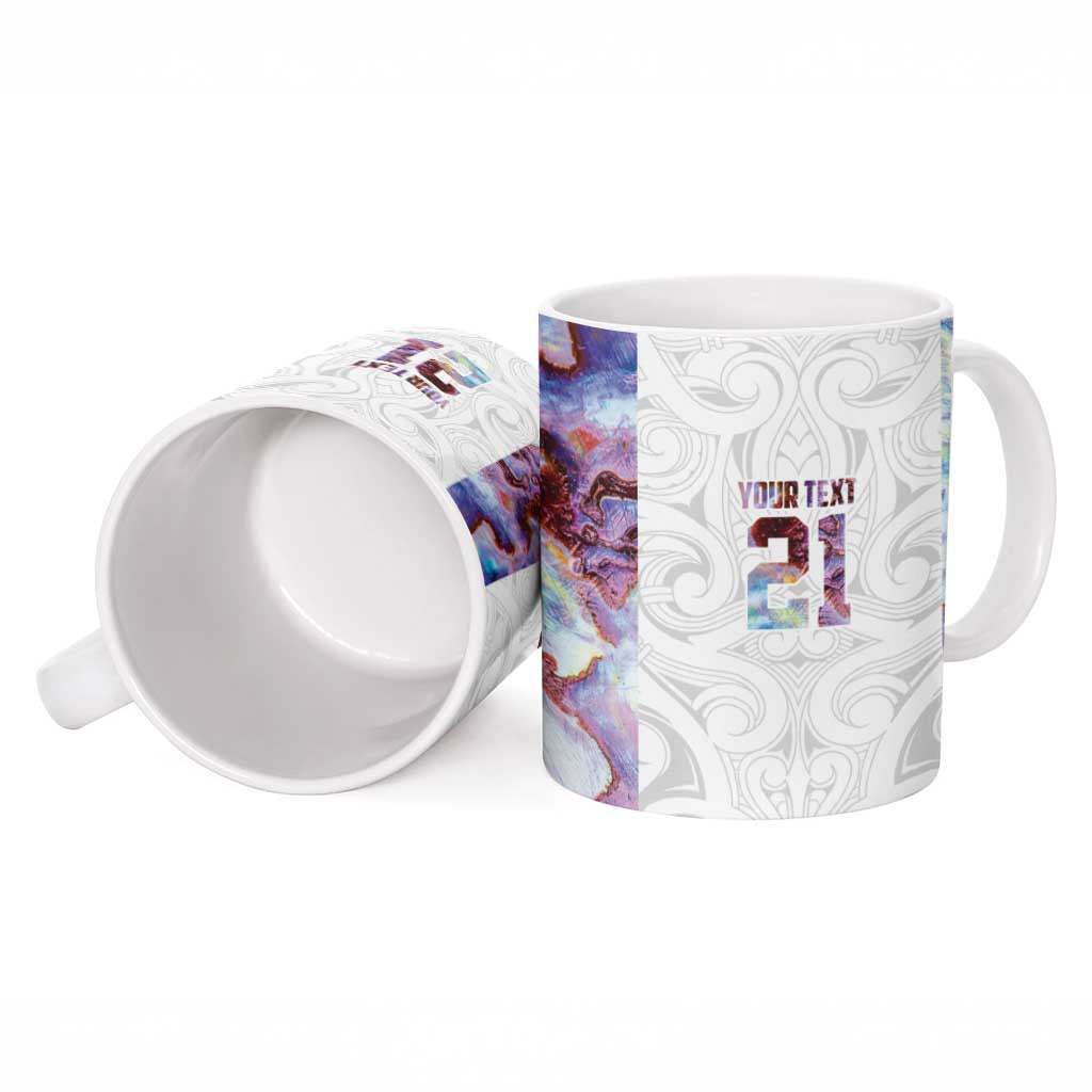 Custom New Zealand Aotearoa Ceramic Mug Pink Maori Paua Shell Indigenous - Polynesian Pride