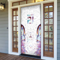 Custom New Zealand Aotearoa Door Cover Pink Maori Paua Shell Indigenous - Polynesian Pride