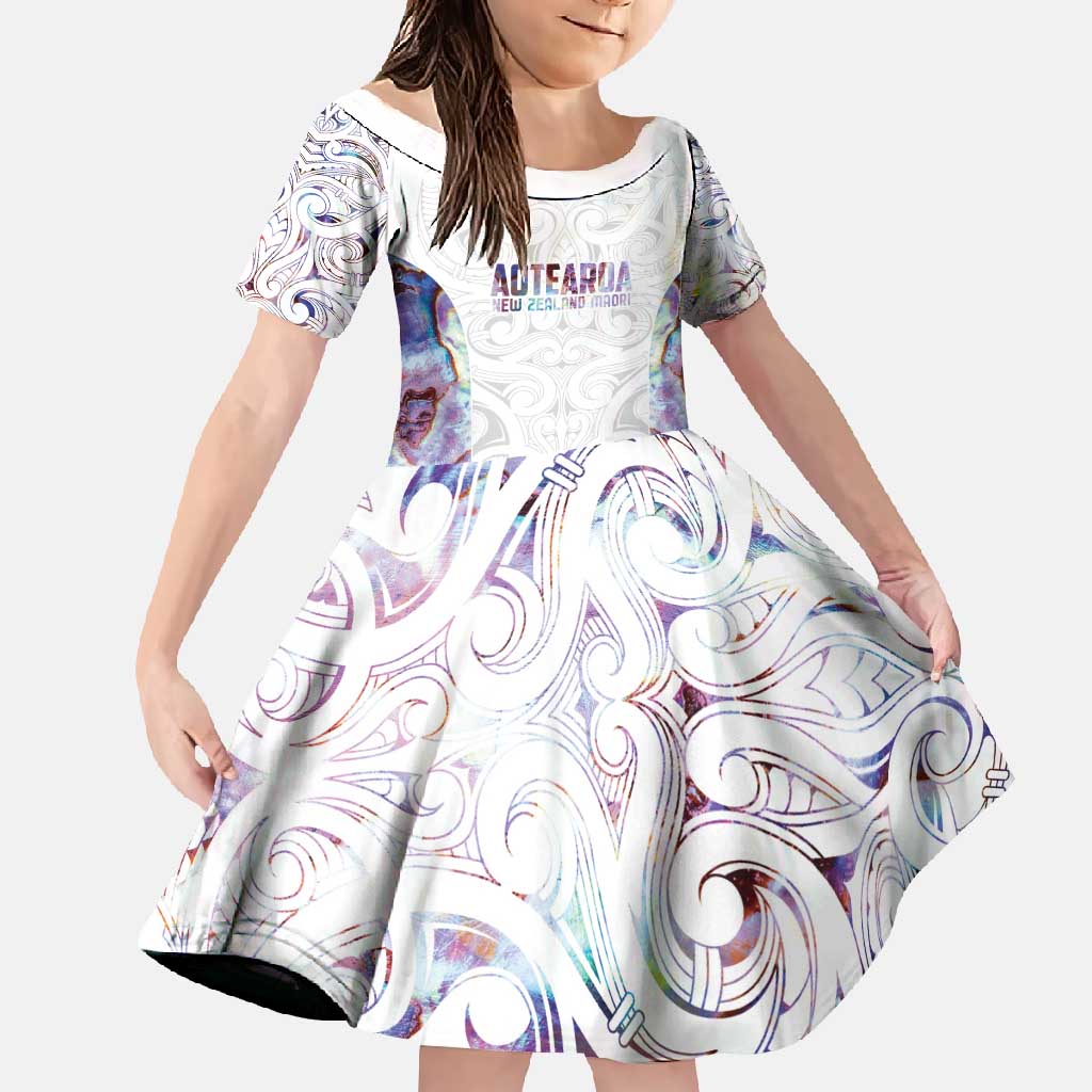 Custom New Zealand Aotearoa Family Matching Long Sleeve Bodycon Dress and Hawaiian Shirt Pink Maori Paua Shell Indigenous - Polynesian Pride