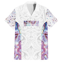 Custom New Zealand Aotearoa Family Matching Off The Shoulder Long Sleeve Dress and Hawaiian Shirt Pink Maori Paua Shell Indigenous - Polynesian Pride