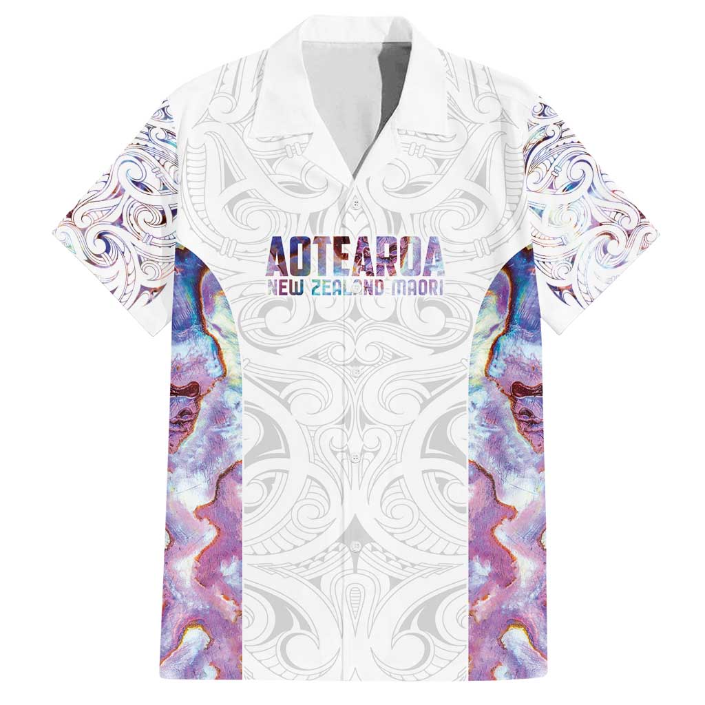 Custom New Zealand Aotearoa Family Matching Off Shoulder Short Dress and Hawaiian Shirt Pink Maori Paua Shell Indigenous LT9 Dad's Shirt - Short Sleeve Pink - Polynesian Pride