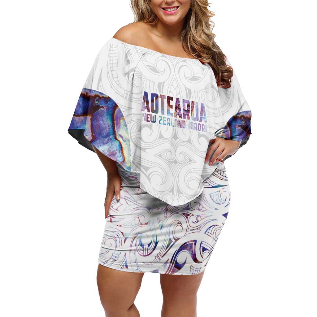 Custom New Zealand Aotearoa Family Matching Off Shoulder Short Dress and Hawaiian Shirt Pink Maori Paua Shell Indigenous LT9 Mom's Dress Pink - Polynesian Pride