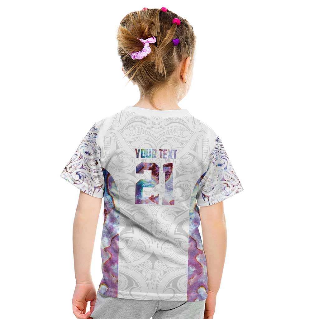 Custom New Zealand Aotearoa Kid T Shirt Pink Maori Paua Shell Indigenous - Polynesian Pride