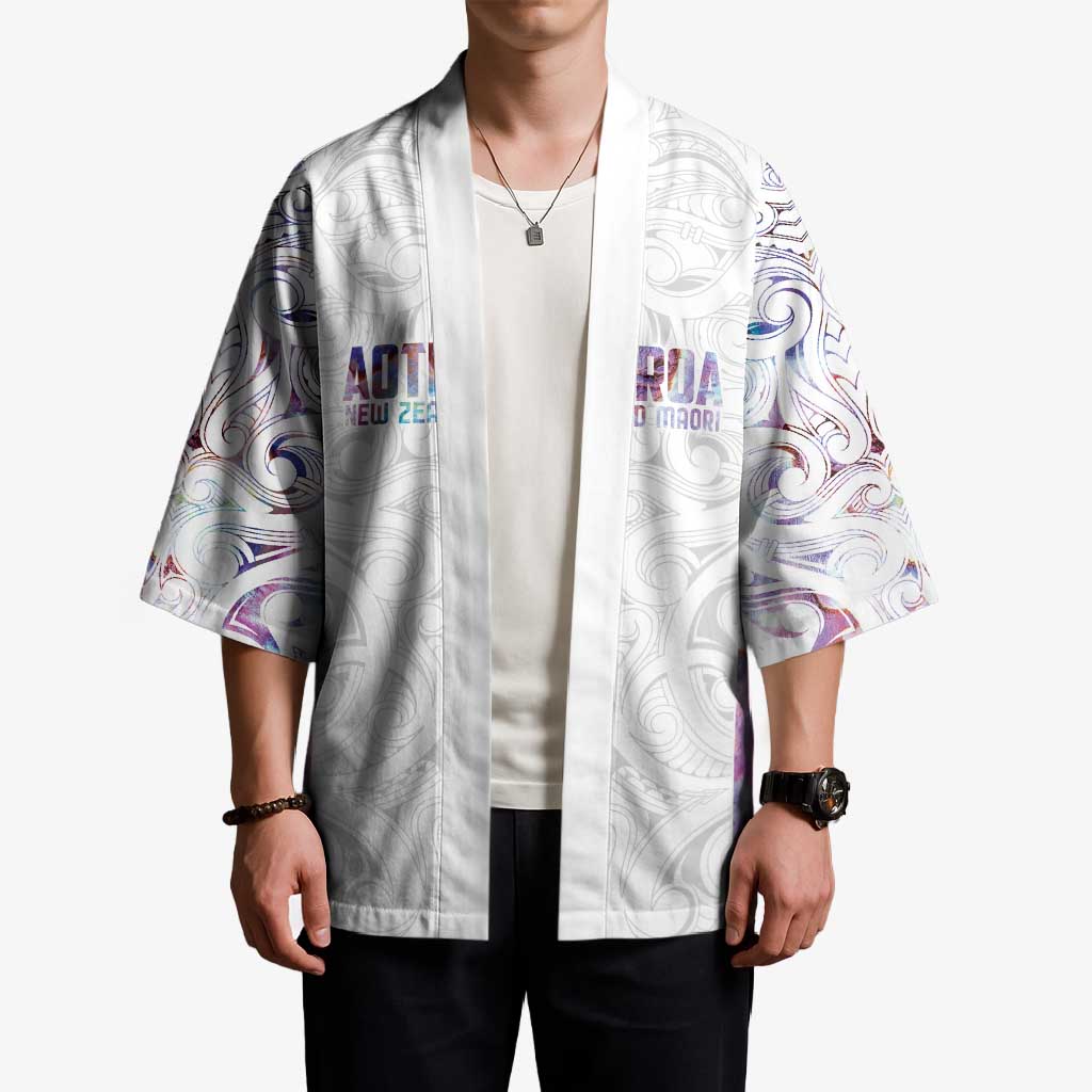 Custom New Zealand Aotearoa Kimono Pink Maori Paua Shell Indigenous LT9 - Polynesian Pride