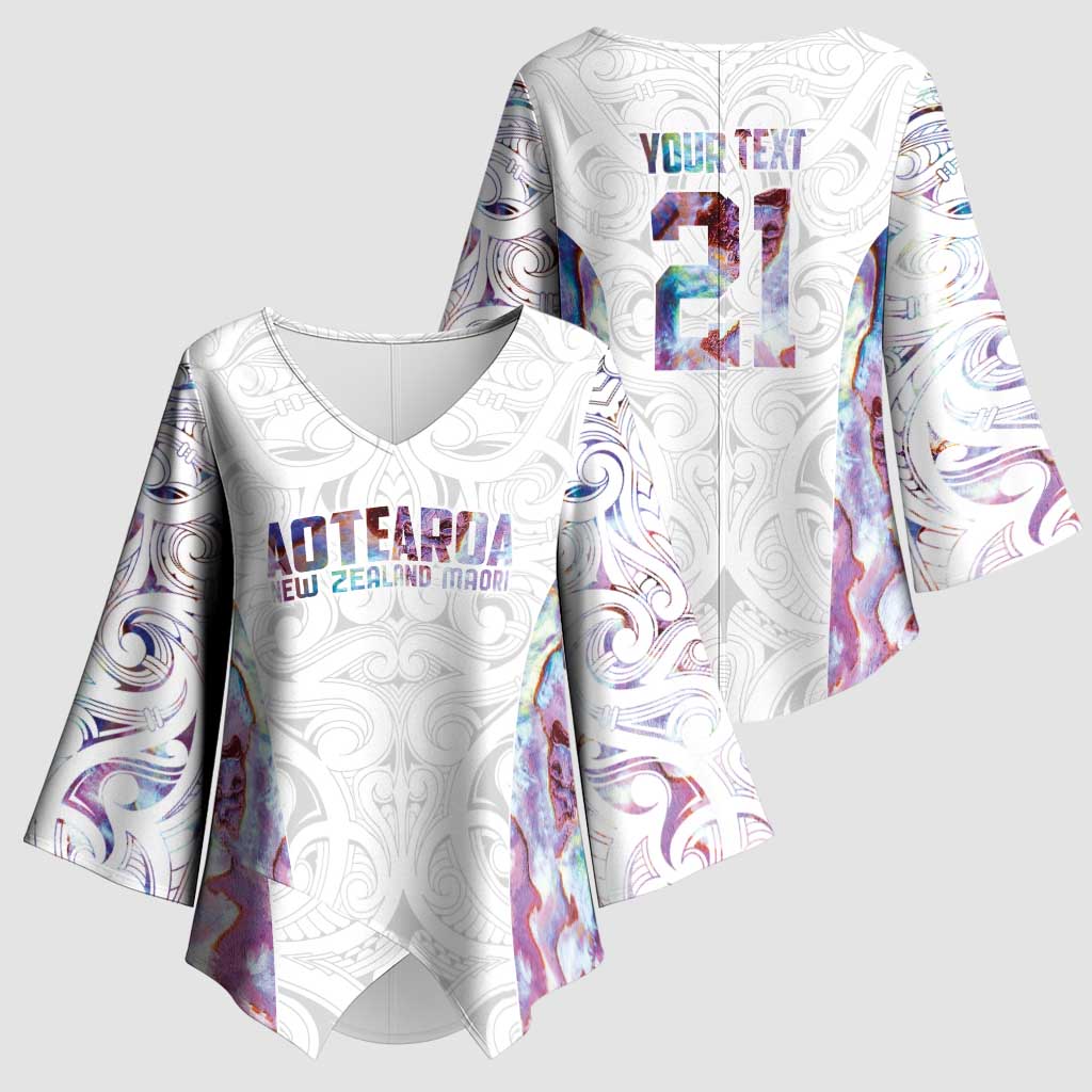 Custom New Zealand Aotearoa Kimono Sleeve Blouse Pink Maori Paua Shell Indigenous - Polynesian Pride
