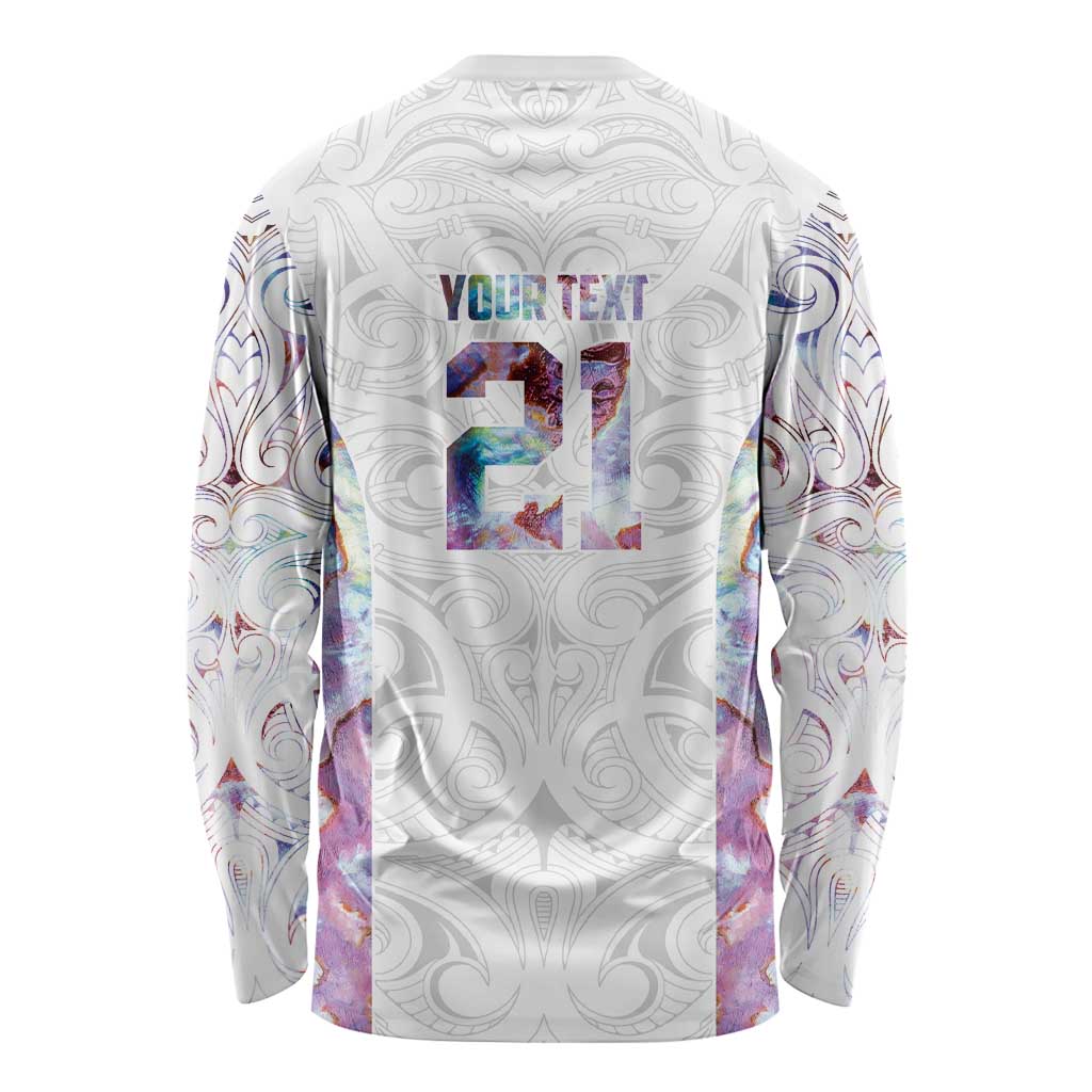 Custom New Zealand Aotearoa Long Sleeve Shirt Pink Maori Paua Shell Indigenous - Polynesian Pride