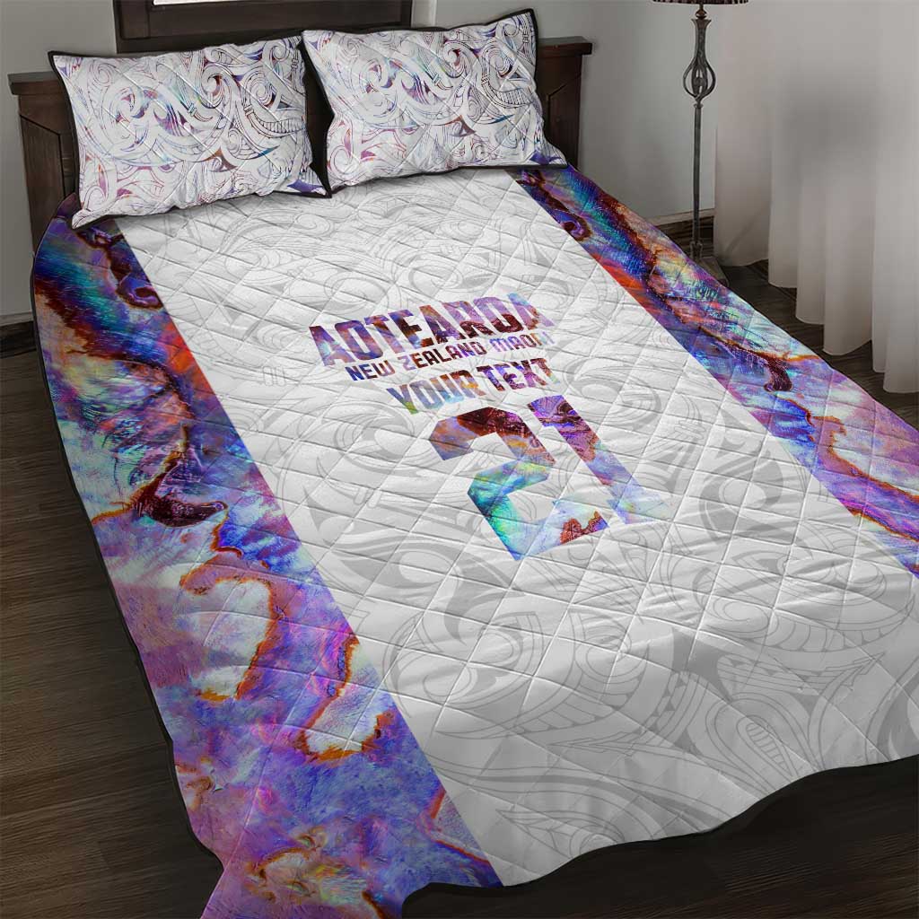 Custom New Zealand Aotearoa Quilt Bed Set Pink Maori Paua Shell Indigenous - Polynesian Pride