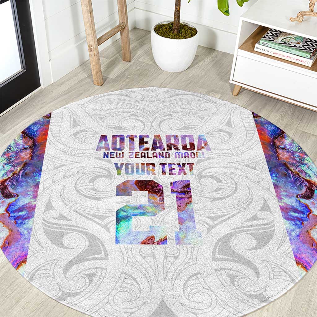 Custom New Zealand Aotearoa Round Carpet Pink Maori Paua Shell Indigenous - Polynesian Pride