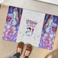 Custom New Zealand Aotearoa Rubber Doormat Pink Maori Paua Shell Indigenous - Polynesian Pride