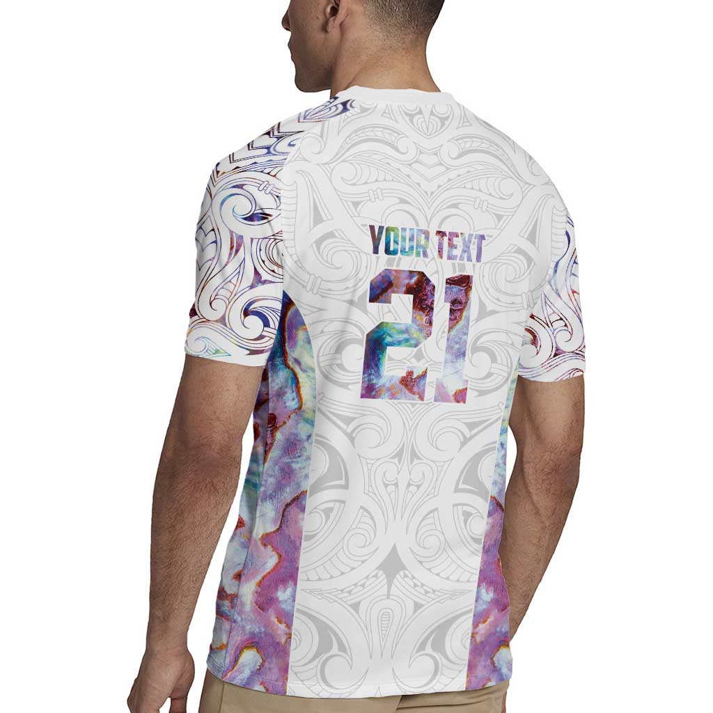 Custom New Zealand Aotearoa Rugby Jersey Pink Maori Paua Shell Indigenous - Polynesian Pride
