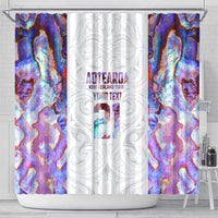 Custom New Zealand Aotearoa Shower Curtain Pink Maori Paua Shell Indigenous - Polynesian Pride