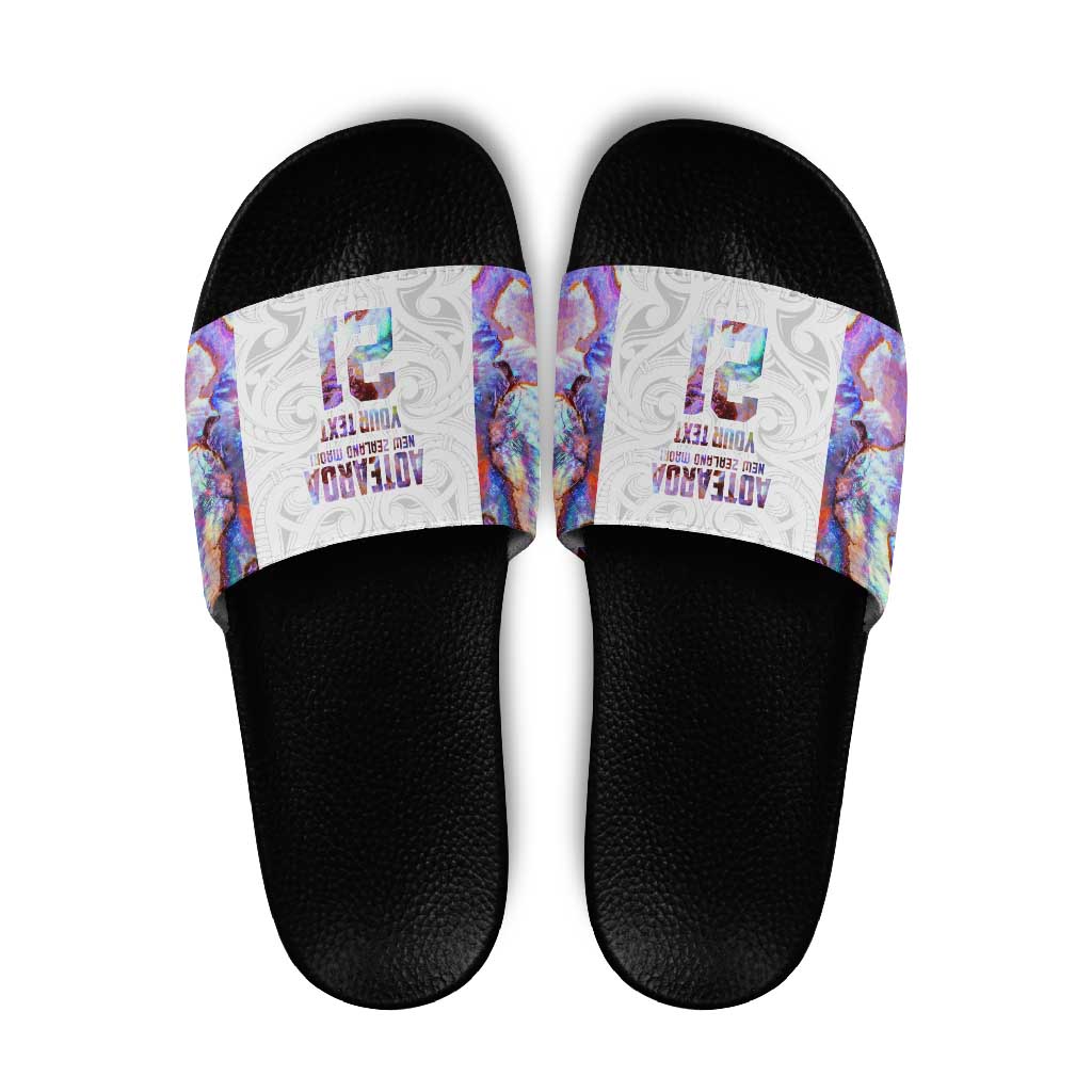 Custom New Zealand Aotearoa Slide Sandals Pink Maori Paua Shell Indigenous LT9 Pink - Polynesian Pride