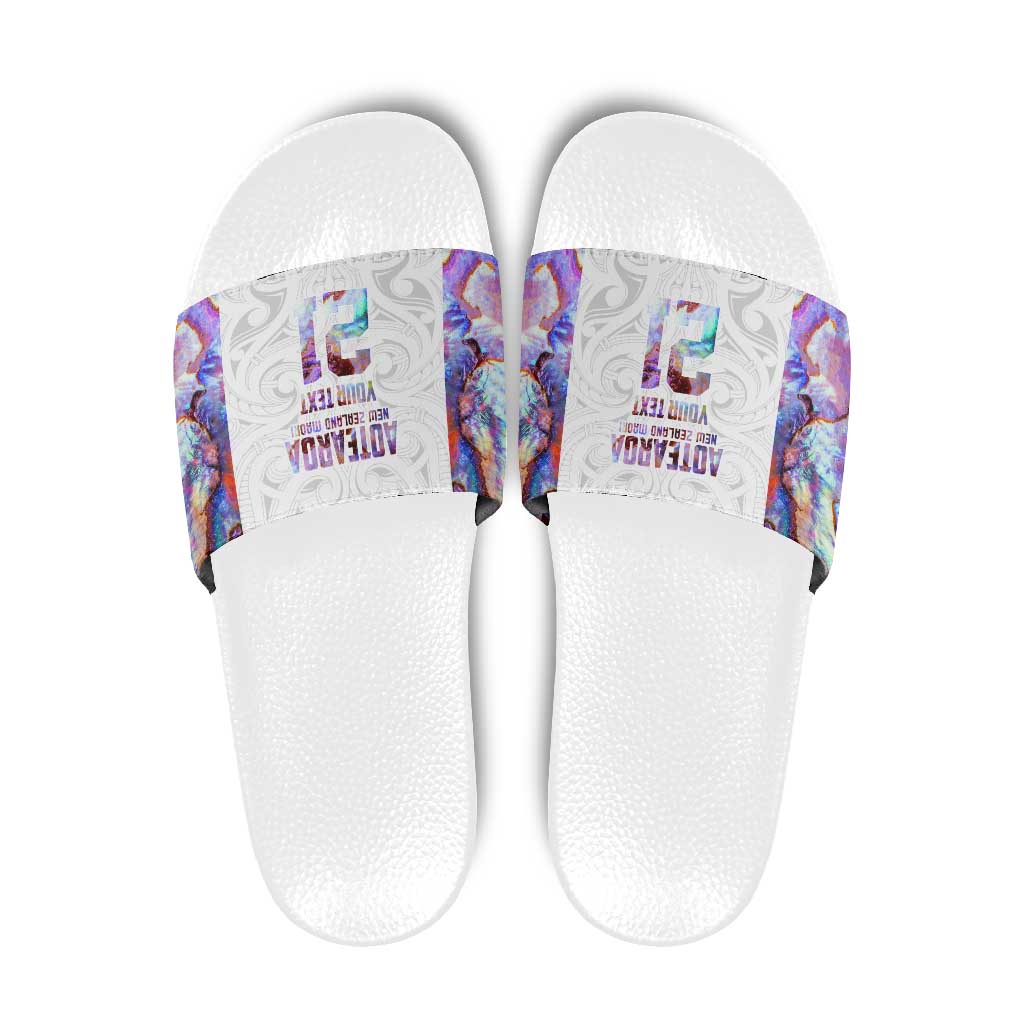 Custom New Zealand Aotearoa Slide Sandals Pink Maori Paua Shell Indigenous LT9 Pink - Polynesian Pride