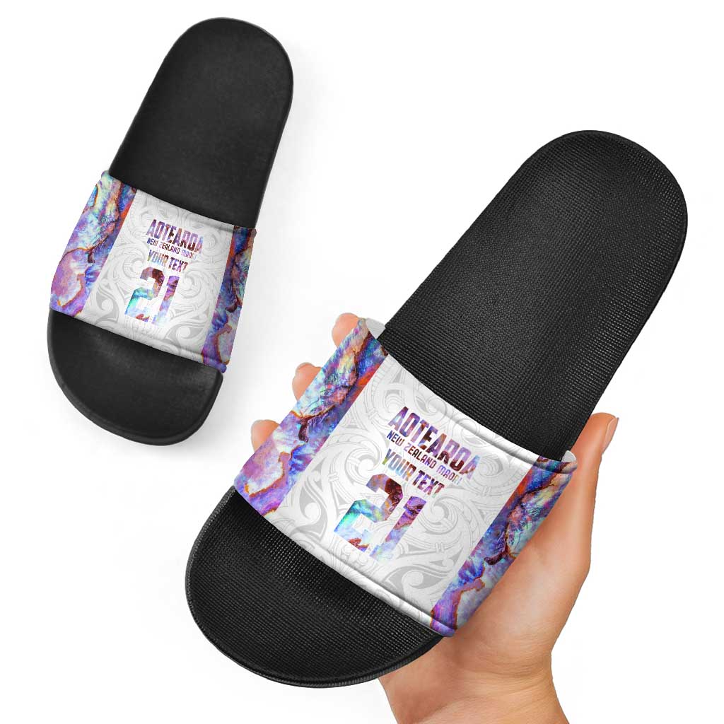 Custom New Zealand Aotearoa Slide Sandals Pink Maori Paua Shell Indigenous LT9 - Polynesian Pride