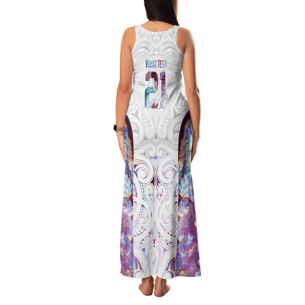 Custom New Zealand Aotearoa Tank Maxi Dress Pink Maori Paua Shell Indigenous - Polynesian Pride