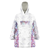 Custom New Zealand Aotearoa Wearable Blanket Hoodie Pink Maori Paua Shell Indigenous - Polynesian Pride