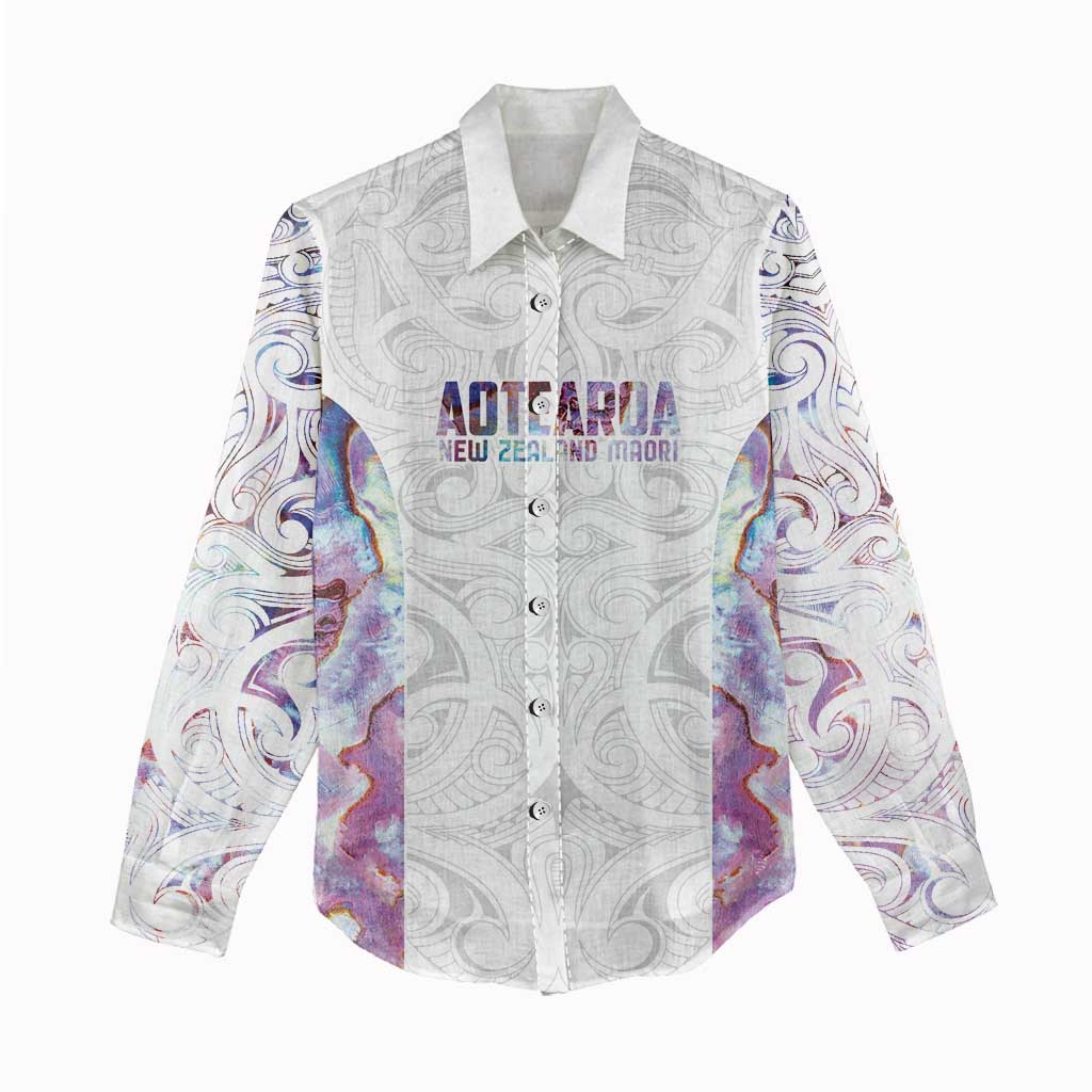 Custom New Zealand Aotearoa Women Casual Shirt Pink Maori Paua Shell Indigenous LT9 - Polynesian Pride