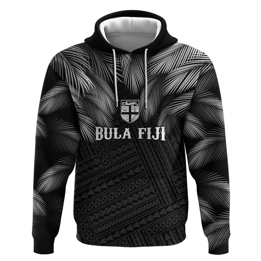 2026 Autumn Rugby Nations Fiji Custom Hoodie Fijian Palm Leaf Tapa Tribal Inspired LT9 Pullover Hoodie Black - Polynesian Pride