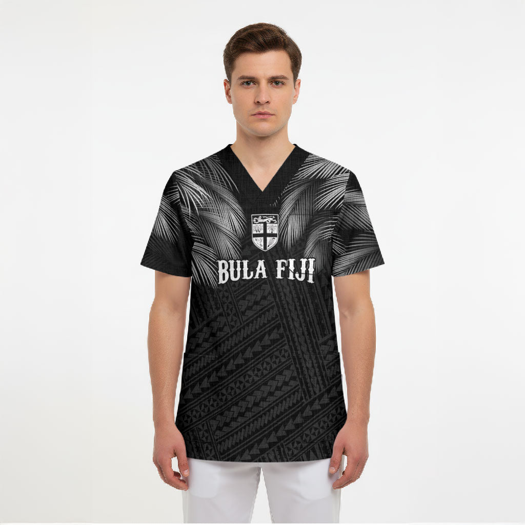 2026 Autumn Rugby Nations Fiji Custom Scrub Top Fijian Palm Leaf Tapa Tribal Inspired LT9 - Polynesian Pride