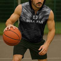2026 Autumn Rugby Nations Fiji Custom Sleeveless Zip Hoodie Fijian Palm Leaf Tapa Tribal Inspired LT9 - Polynesian Pride