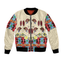 Papua Batik Motif Bird Of Paradise and Native Papuan Shield Bomber Jacket LT9 Unisex Beige - Polynesian Pride
