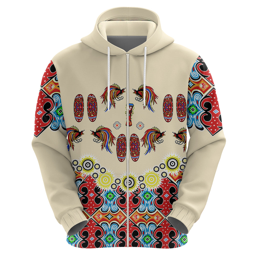 Papua Batik Motif Bird Of Paradise and Native Papuan Shield Hoodie LT9 - Polynesian Pride