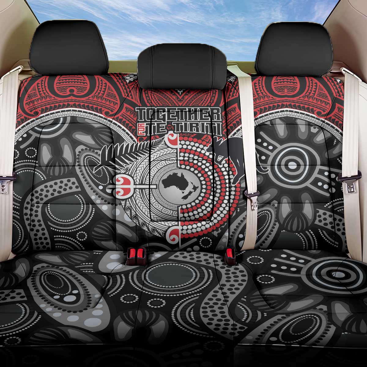 Aotearoa and Australia Back Car Seat Cover New Zealand Honour The Treaty Ake!Ake!Ake! LT9 One Size Red - Polynesian Pride
