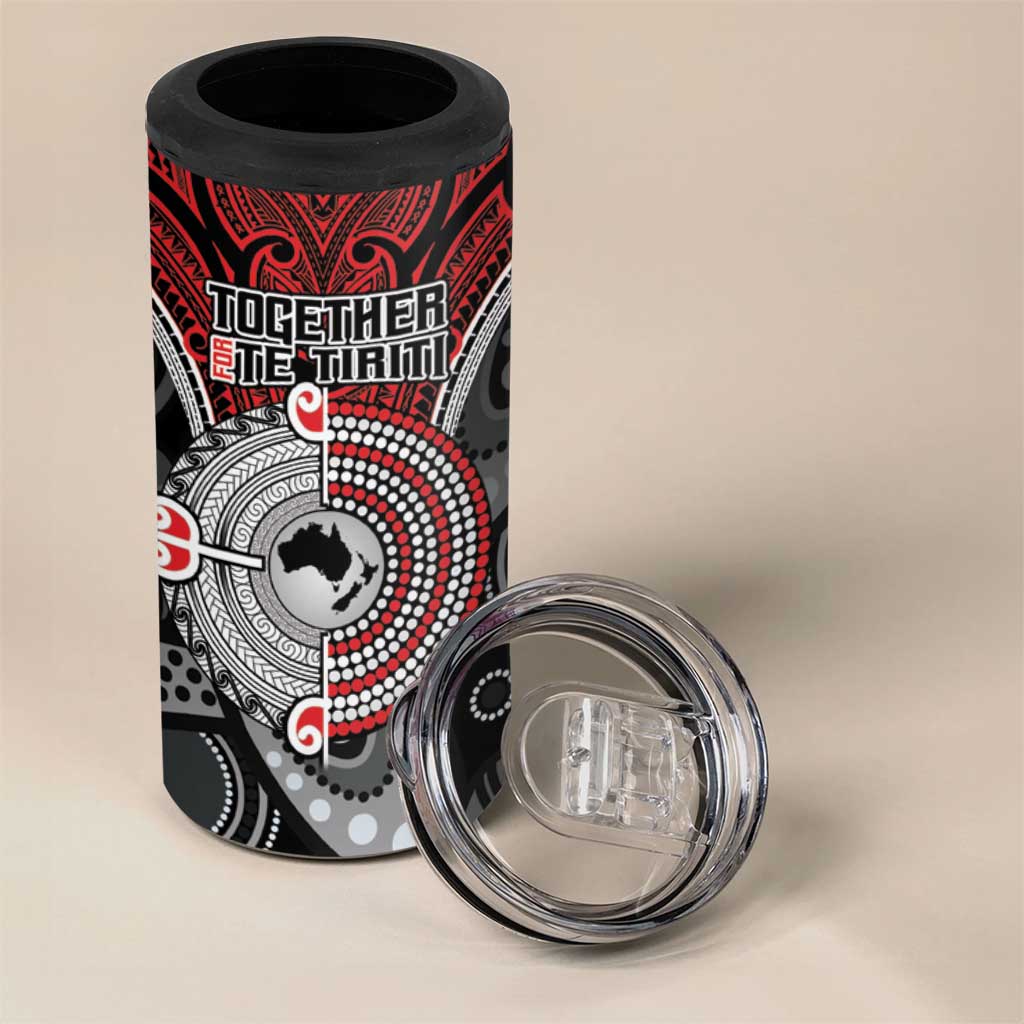 Aotearoa and Australia 4 in 1 Can Cooler Tumbler New Zealand Honour The Treaty Ake!Ake!Ake!