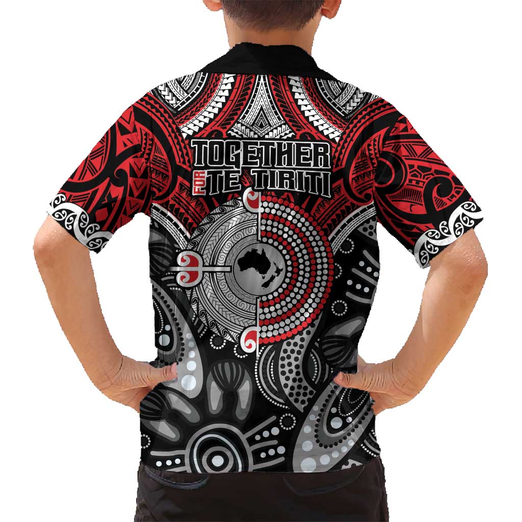 Aotearoa and Australia Family Matching Long Sleeve Bodycon Dress and Hawaiian Shirt New Zealand Honour The Treaty Ake!Ake!Ake! LT9 - Polynesian Pride