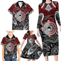 Aotearoa and Australia Family Matching Long Sleeve Bodycon Dress and Hawaiian Shirt New Zealand Honour The Treaty Ake!Ake!Ake! LT9 - Polynesian Pride