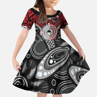 Aotearoa and Australia Family Matching Mermaid Dress and Hawaiian Shirt New Zealand Honour The Treaty Ake!Ake!Ake! LT9 Daughter's Dress Red - Polynesian Pride