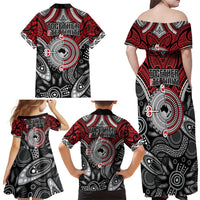 Aotearoa and Australia Family Matching Off Shoulder Maxi Dress and Hawaiian Shirt New Zealand Honour The Treaty Ake!Ake!Ake! LT9 - Polynesian Pride